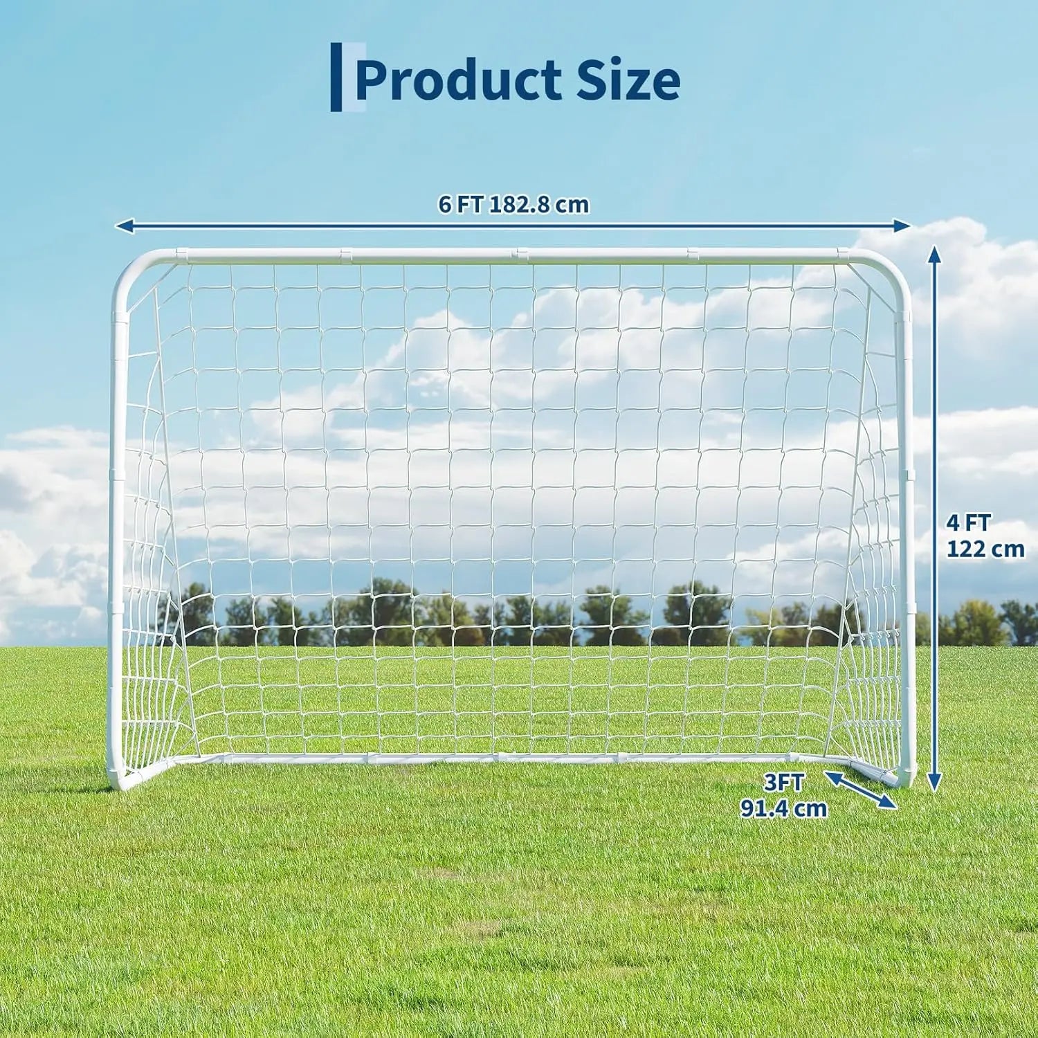 6X4 FT Portable Soccer Goal for Backyard – Heavy Duty Steel Frame Soccer Net with Ground Stakes