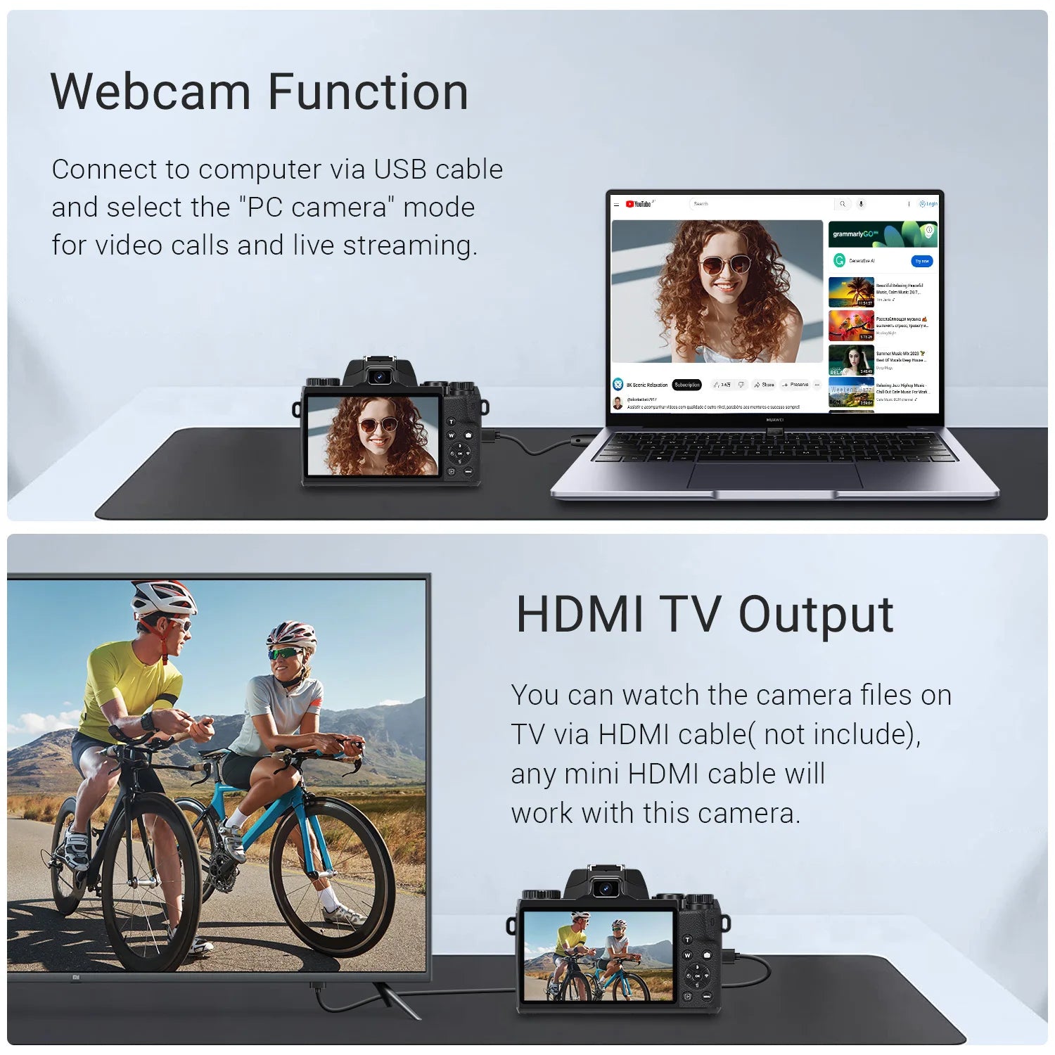 Digital Camera 4K WiFi Camera with Flash, Lens Hood, Front and Rear Camera, 4 Inch Touch Screen