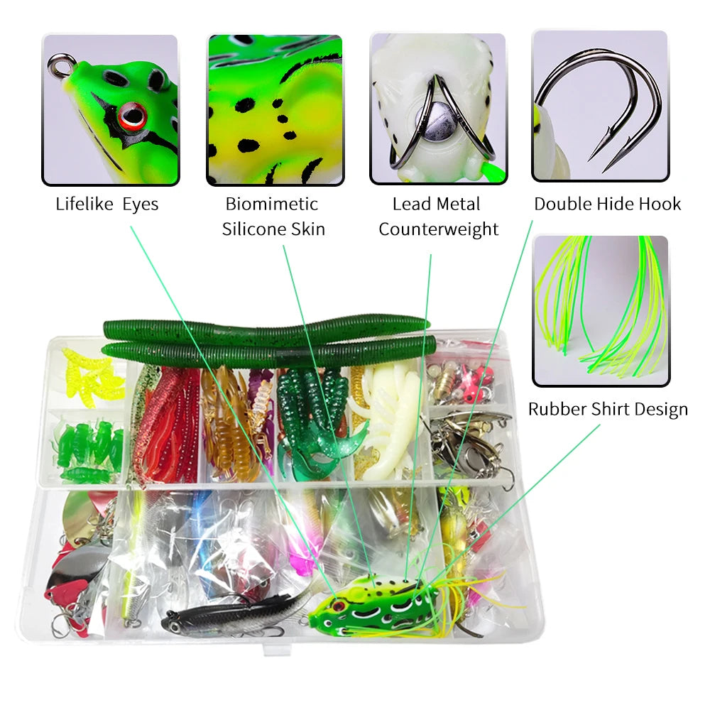 Fishing Lure Kit with Soft and Hard Bait