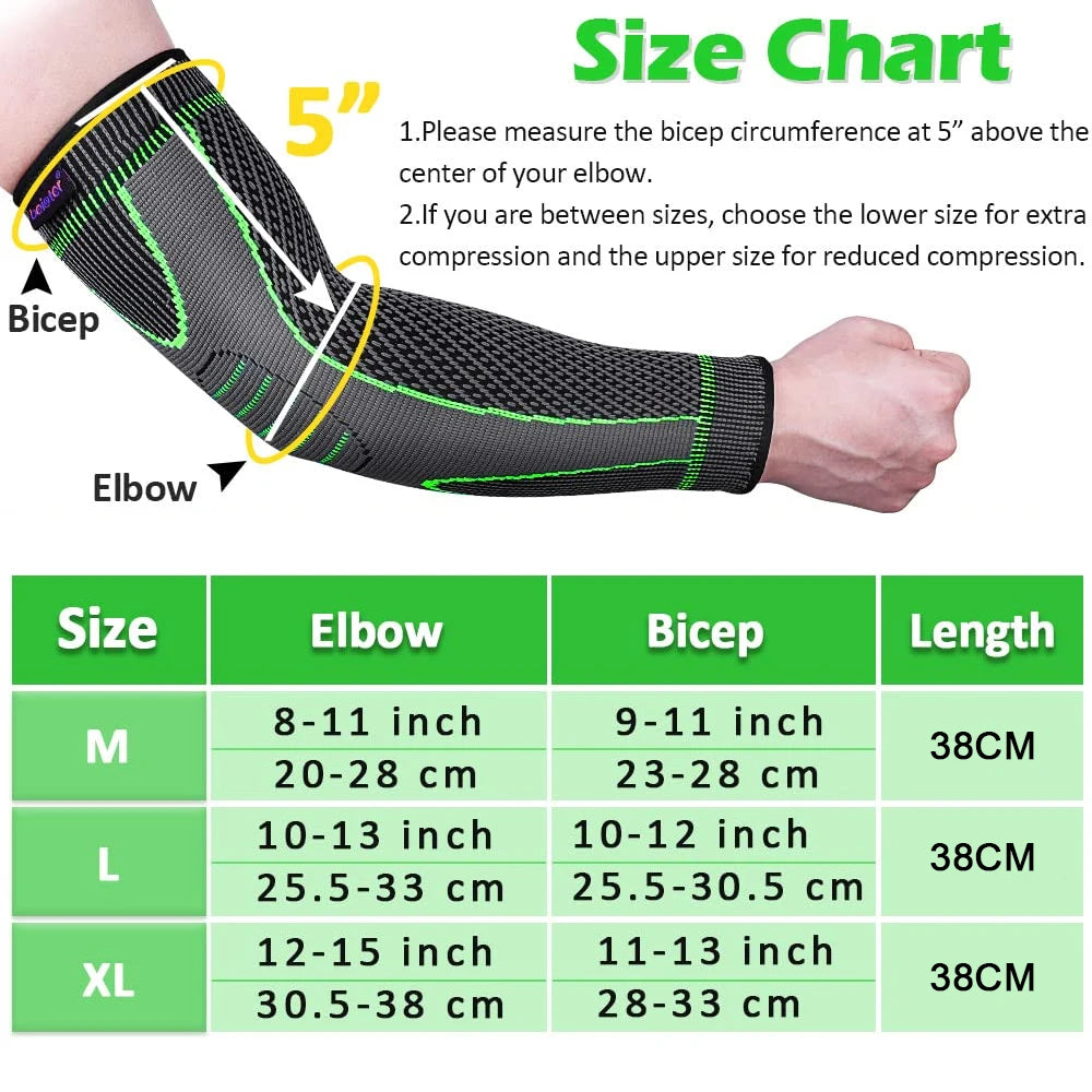 Sports Arm Compression Sleeves Anti-Slip Elbow Support Youth Adult Cycling Basketball Football Volleyball Baseball Tennis Golf from China