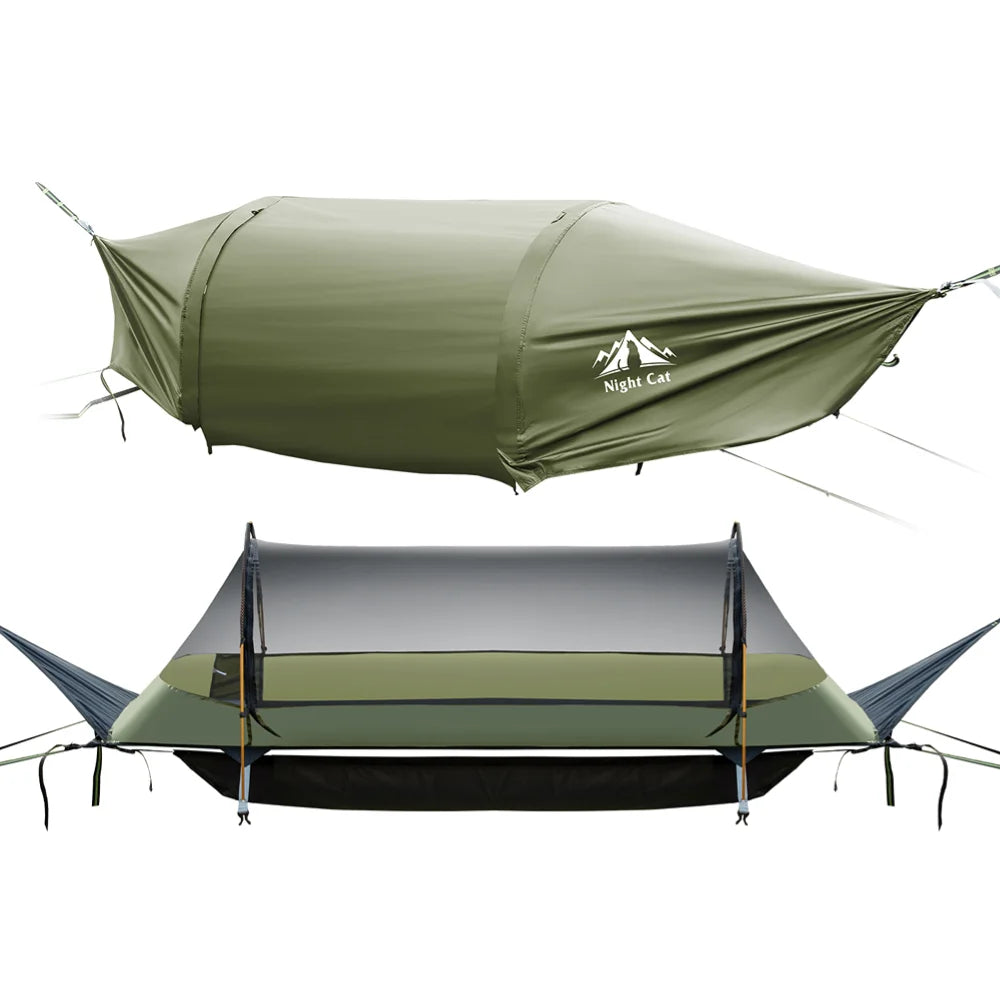 Flat Lay Hammock Tent with Mosquito Net and Waterproof Rainfly