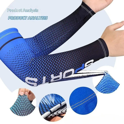 1/2pairs Summer Fashion Sunscreen Ice Silk Sleeve UV Sun Protection Cooling Anti-Slip Arm Sleeves Men Women Outdoor Sport Cycling from China