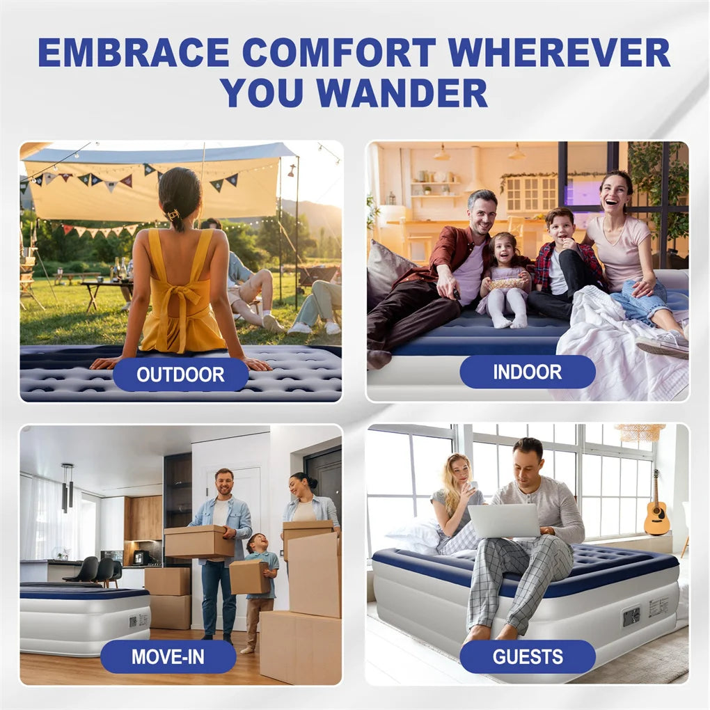 Queen 18in Raised Comfort Air Mattress with Built-in Pump
