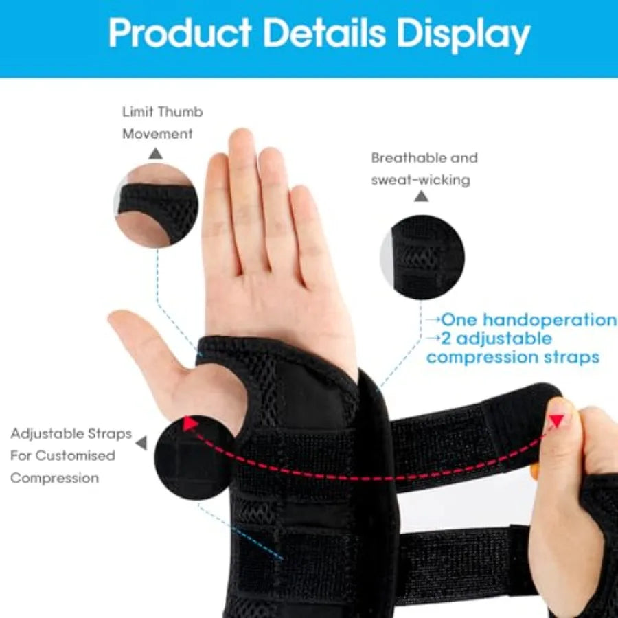 Wrist Brace Carpal Tunnel Wrist Splint Night Support for Women/Men Pain Relief Support Tendonitis Arthritis Sprain Tennis Elbow