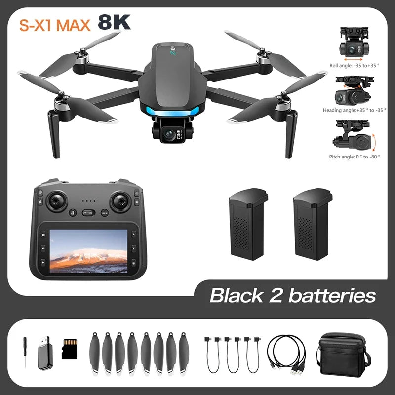 Original S-X1 GPS Drone 8KHD professional camera Three-axis gimbal WIFI UAV Obstacle Avoidance Folding Quadcopter Brushless Drone from China