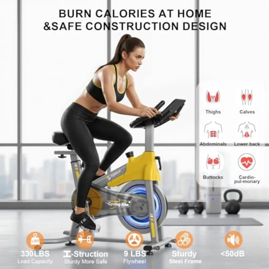 Home Exercise Bike with Adjustable Magnetic Brake Pad Resistance Silent Belt Drive