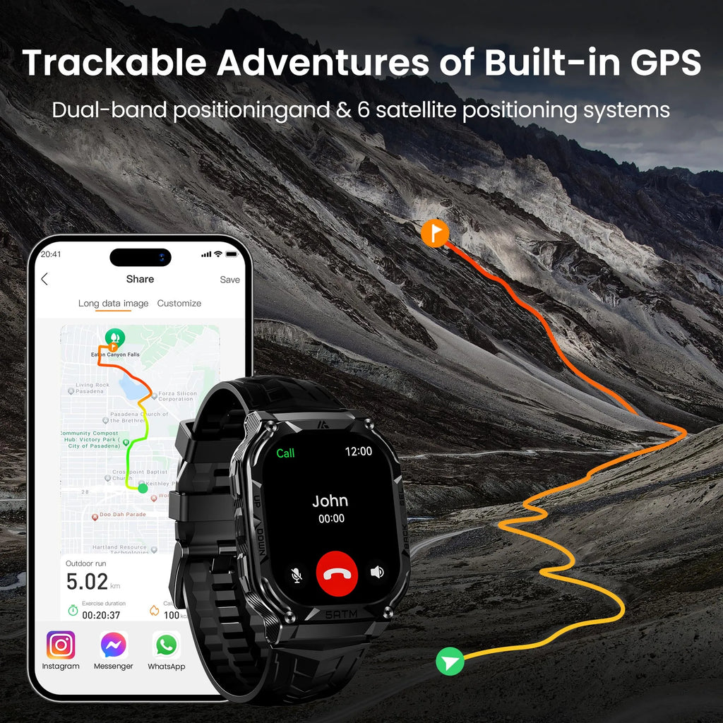 GPS Smart Watch For Men Barometer Altitude Compass