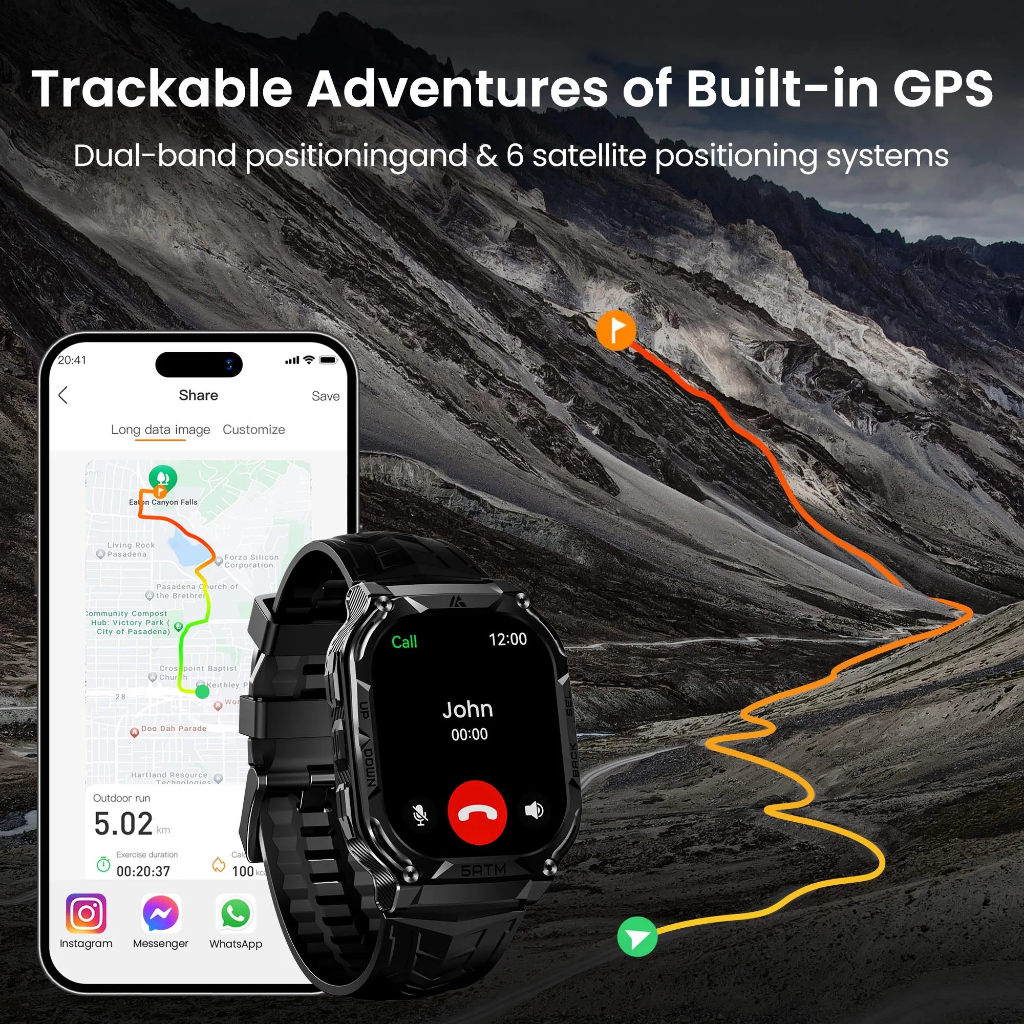 GPS Smart Watch For Men Barometer Altitude Compass