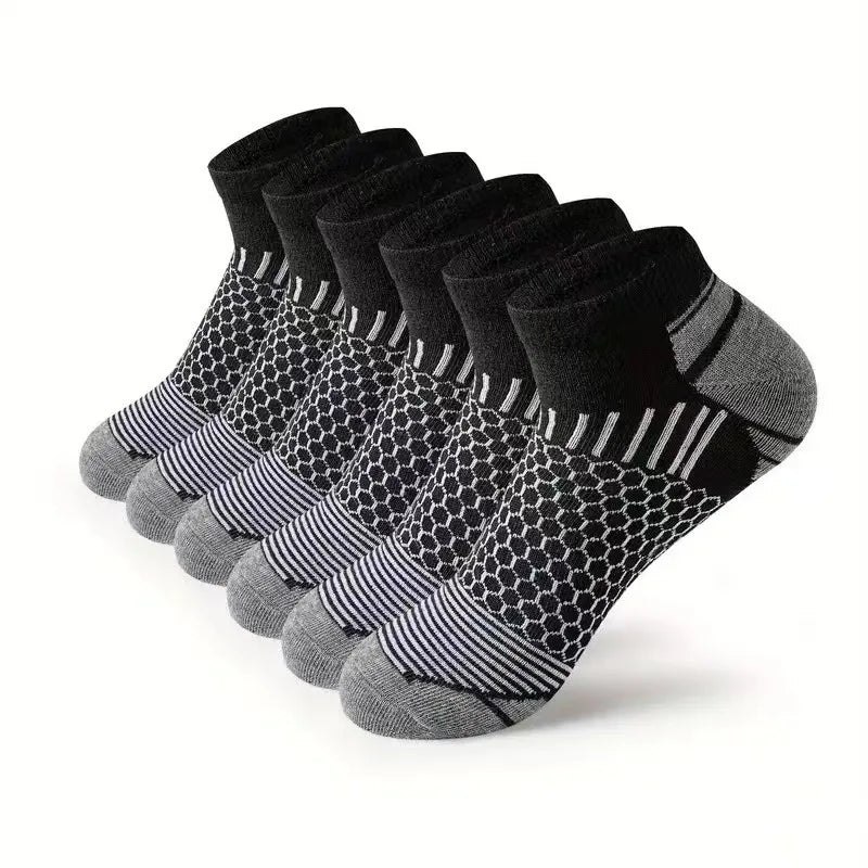 12Pairs High Qualit Athletic Socks Men's Ankle Socks Running Cyclling Waist Honeycomb Design And Firm Sports Leisure Socks Gifts from China