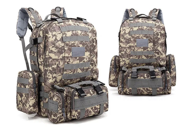 Men's Large Capacity 55L Backpack Tactical Backpack Outdoor Hiking Climbing Army Rucksacks Waterproof Camping Bags