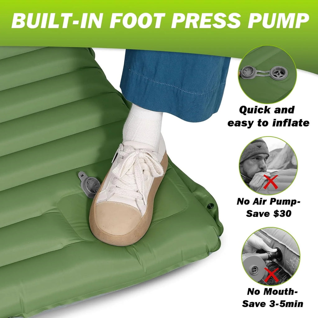 Extra Thick 4 Inch Outdoor Camping Sleeping Pad  with Built-in Foot Pump from China