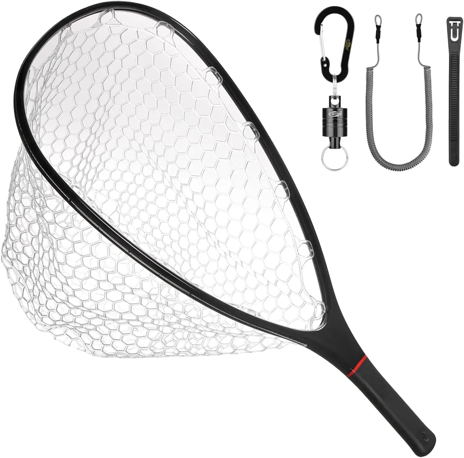 Durable Lightweight Carbon Fiber Fly Fishing Net with Soft Rubber Mesh