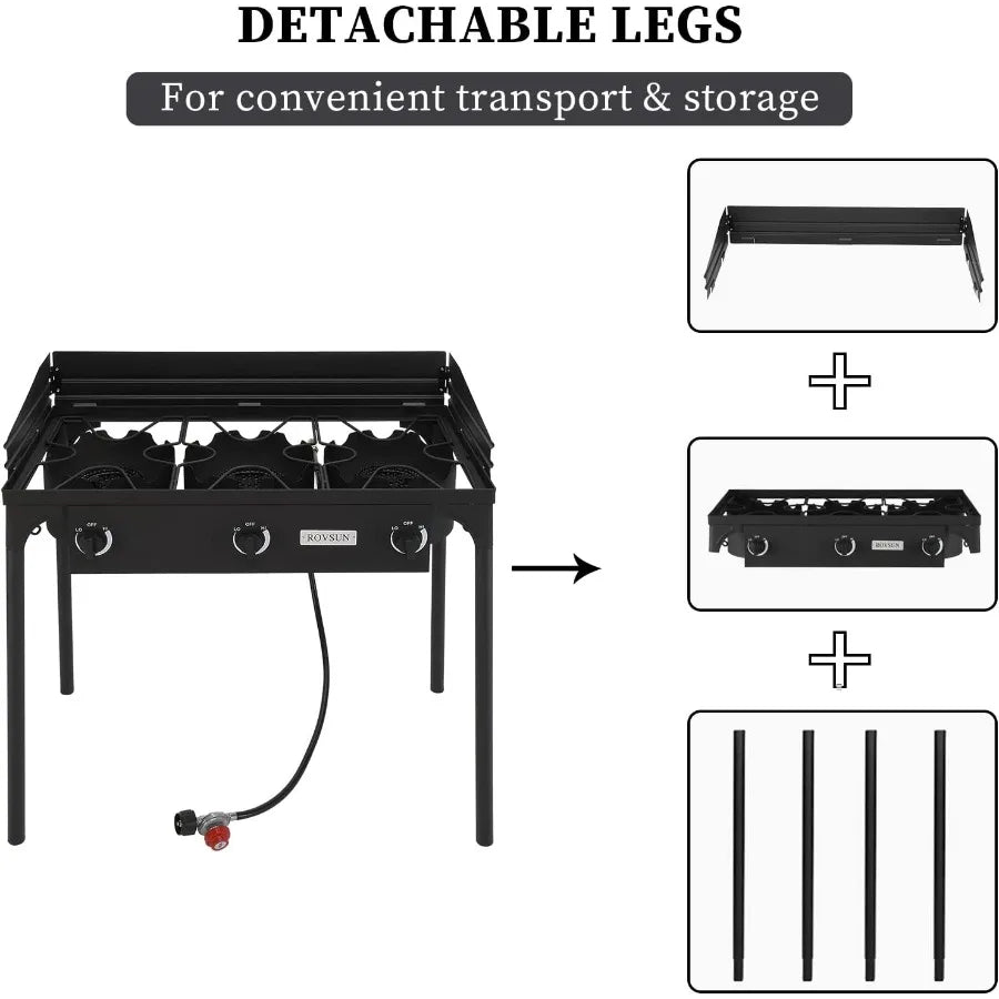 2/3 Burner Outdoor Propane Gas Stove on High Pressure Stand