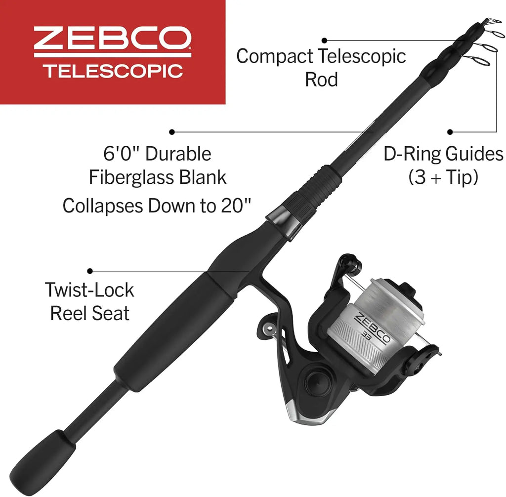 Telescopic 6-Foot Fishing Rod and Reel Combo