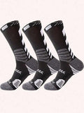 3 Pairs Mens Sports Basketball Socks Reinforced Toe Heel Moisture Wicking Breathable For Running Hiking
