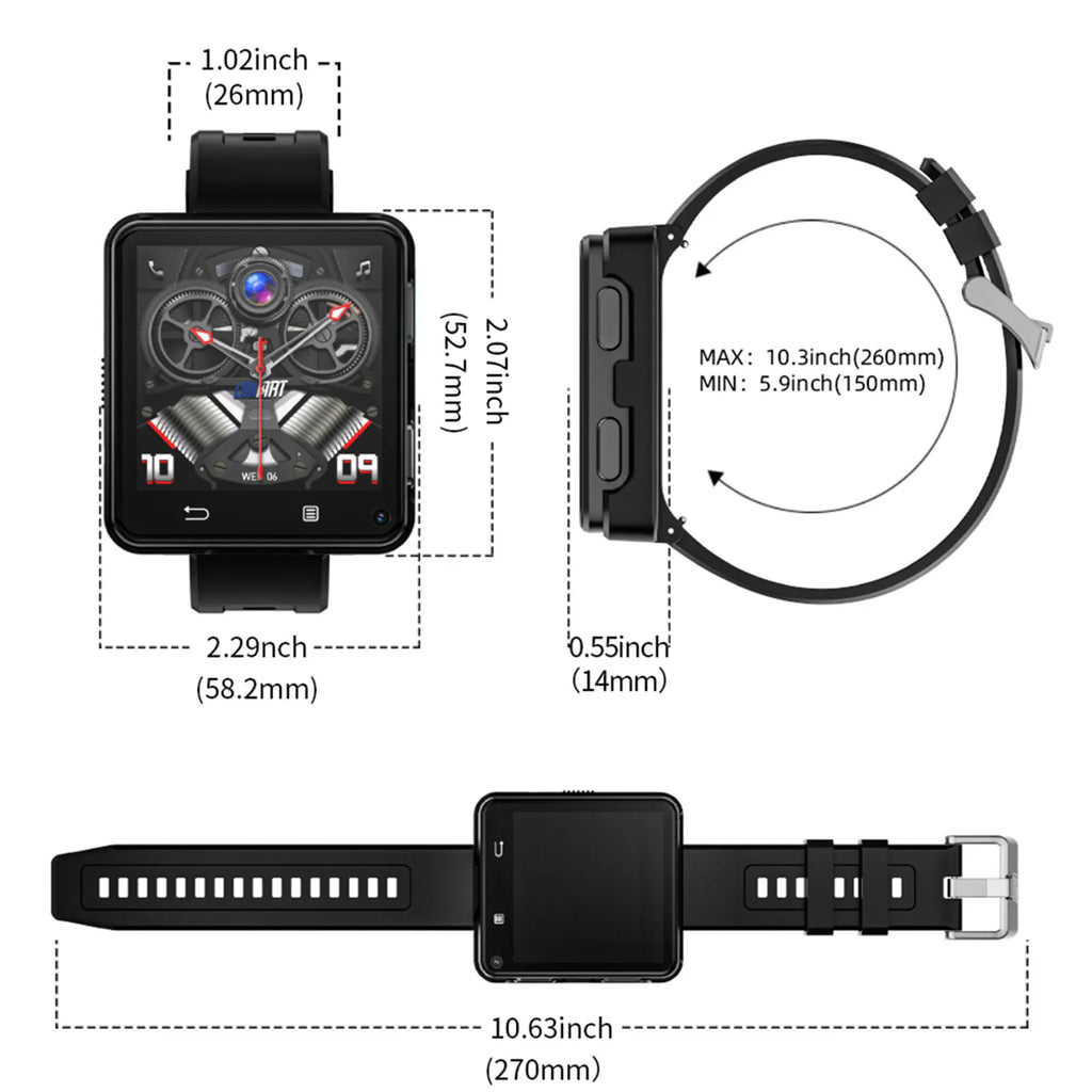 Dual Camera Android 11 Smart Watch Phone with Wifi Videos Calls