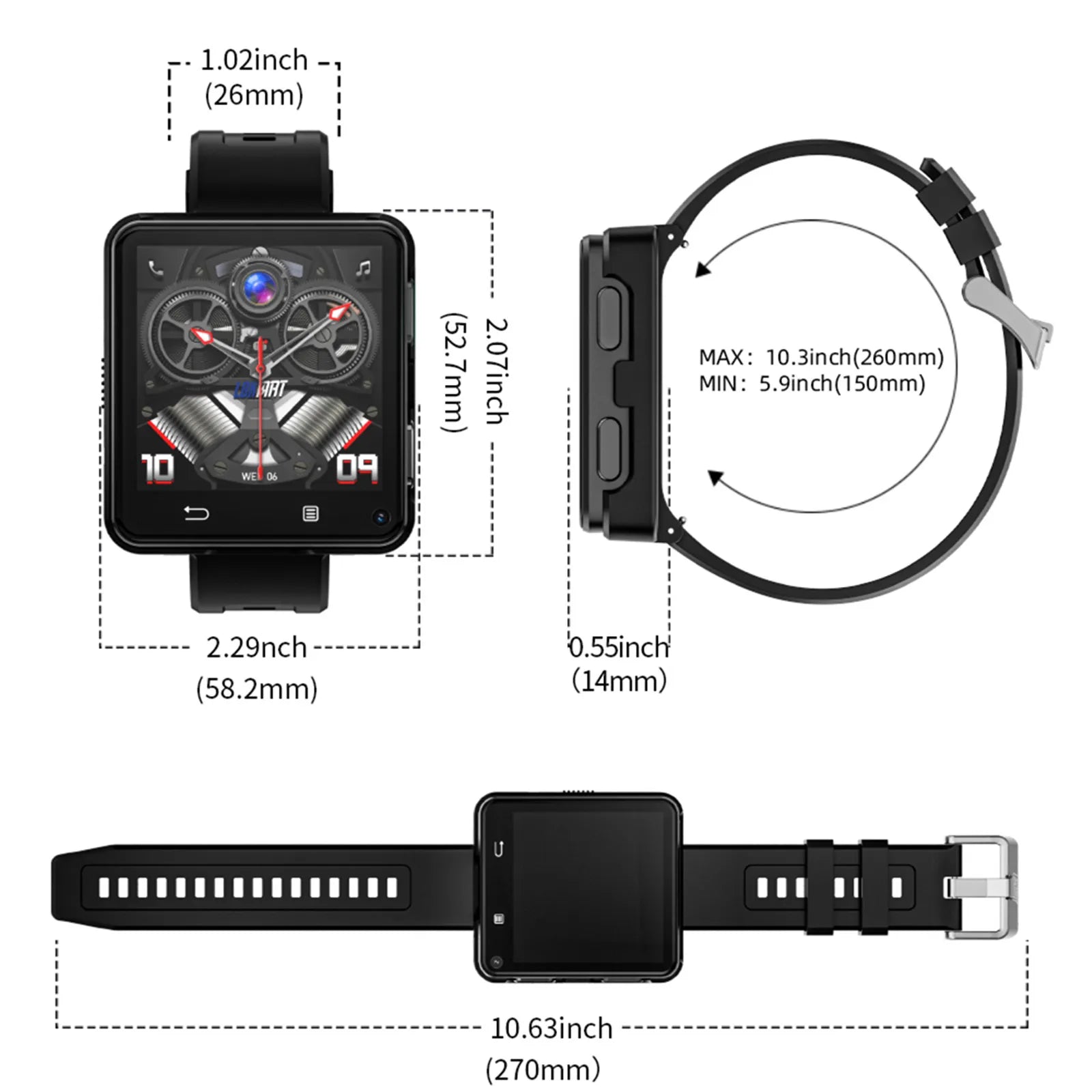 Dual Camera Android 11 Smart Watch Phone with Wifi Videos Calls
