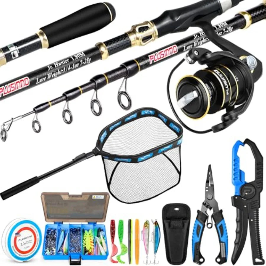Full Fishing Kit Including Fishing Rod, Reel Combo Tackle Box with Fishing Lures and Accessories