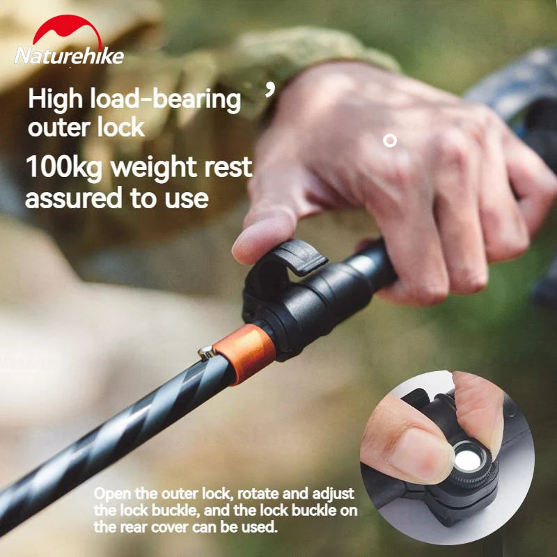 Outdoor Climbing 5-Section Carbon Fiber Aluminum Alloy Ultralight Trekking Pole