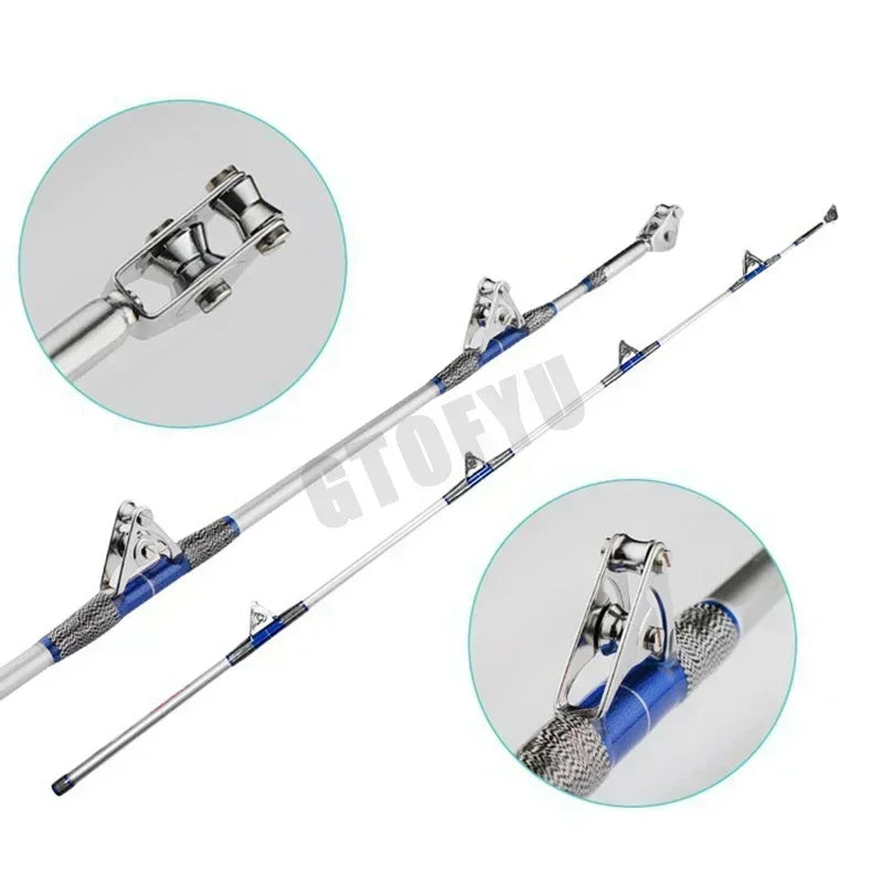 1.98M 2.1M Saltwater Spinning Big Game Fishing Rod 50kg 2 Piece Offshore Trolling Rod Sea Boat Fishing Pole with Roller Guides from China