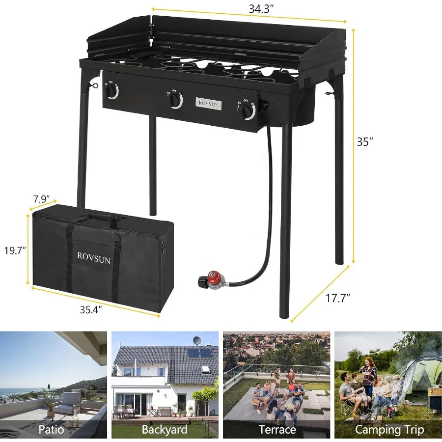 2/3 Burner Outdoor Propane Gas Stove on High Pressure Stand