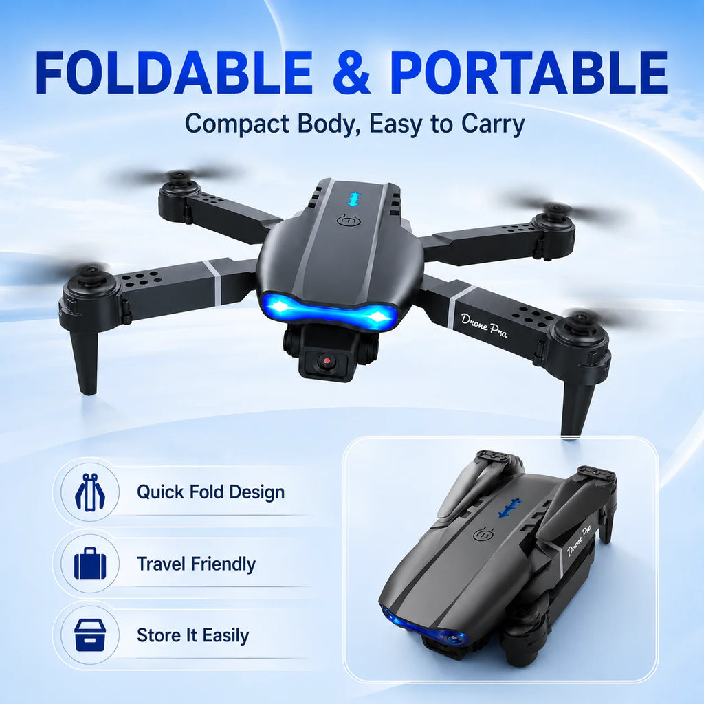 Drone With Screen Remote HD Dual Camera Optical Flow Hover 90° Adjustable Lens 50X Zoom 2.4G Real Time Image Transmission Foldable RC Quadcopter