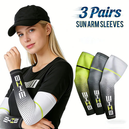 1/3 Pairs Cool Men Cycling Running Bicycle UV Sun Protection Cuff Cover Protective Arm Sleeve Bike Sport Arm Warmers Sleeves from China