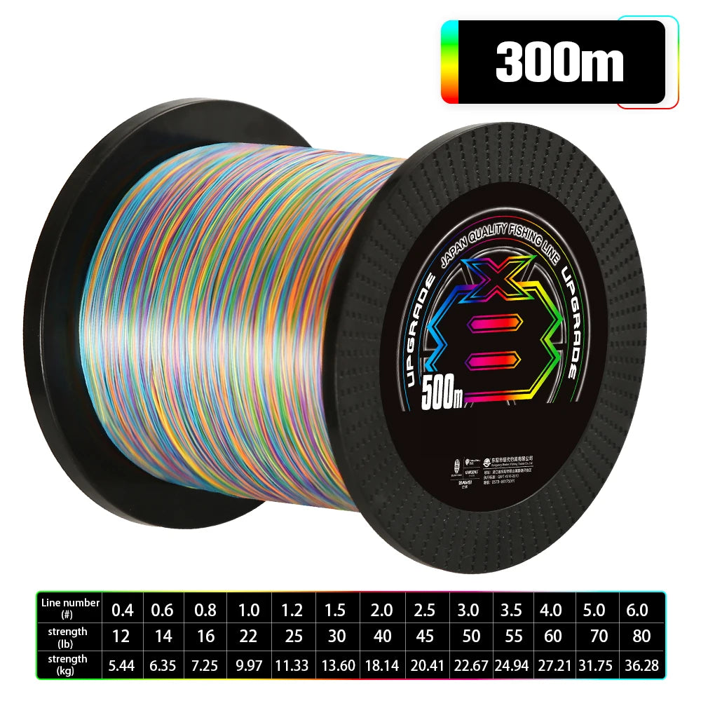 1000M/500M Japan Original X-BRAID Upgrade X8 Super Strong Saltwater Fishing Line 8 Strands Multifilament Muiltcolor PE line from China