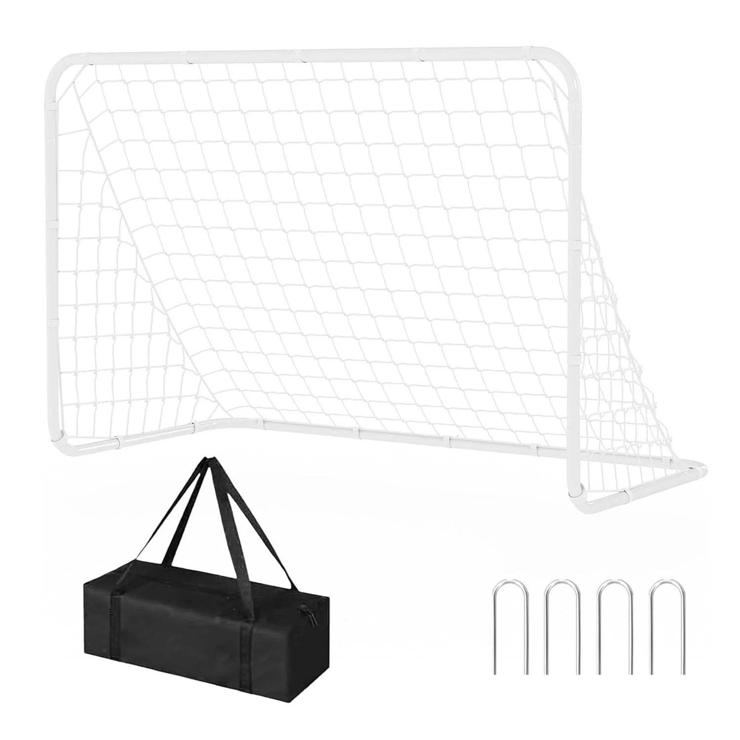 6X4 FT Portable Soccer Goal for Backyard – Heavy Duty Steel Frame Soccer Net with Ground Stakes