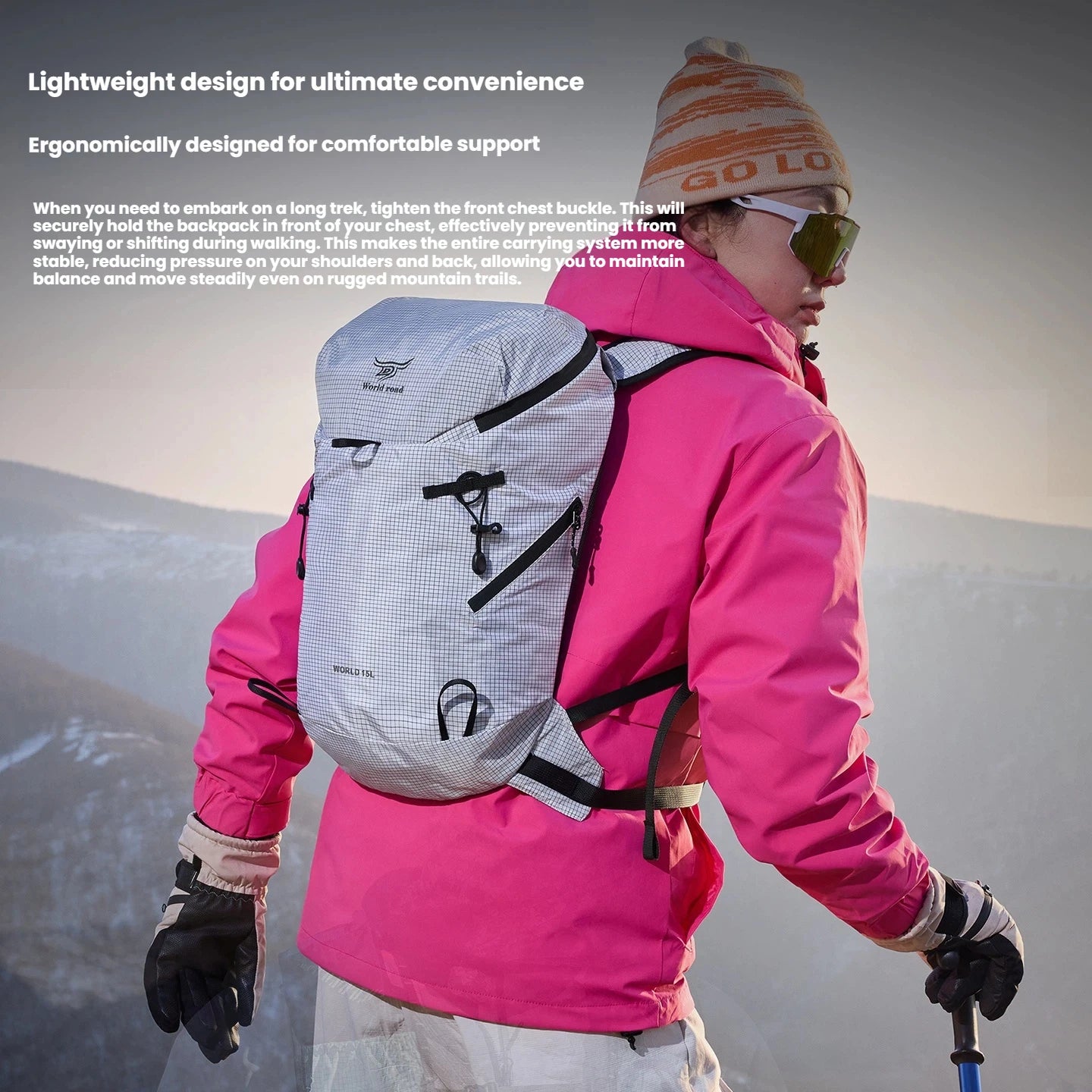 Hiking Backpack, Waterproof and Wear-resistant Lightweight Camping Daypack