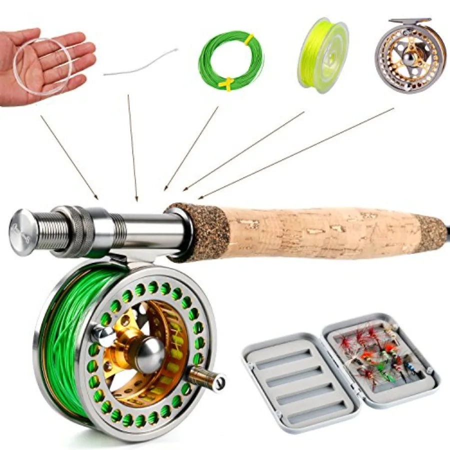 Fly Fishing Rod Reel Combos with Lightweight Portable Fly Rod and CNC-machined Aluminum Alloy Fly Reel,Fly Fishing Complete Star