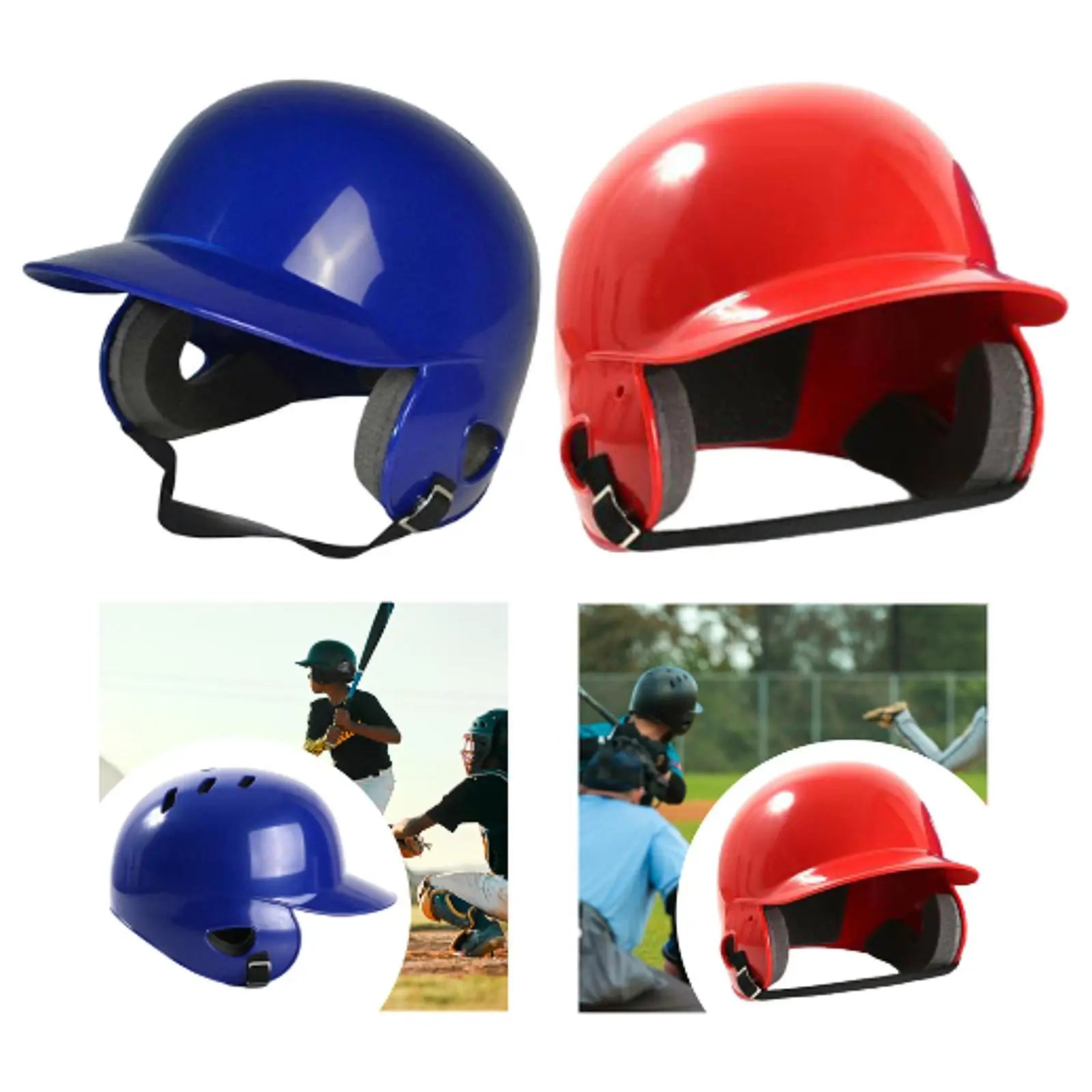 Baseball Batting Helmet Shock Absorbing 12.2x8.27x8.27inch Double Ear Guard for Game