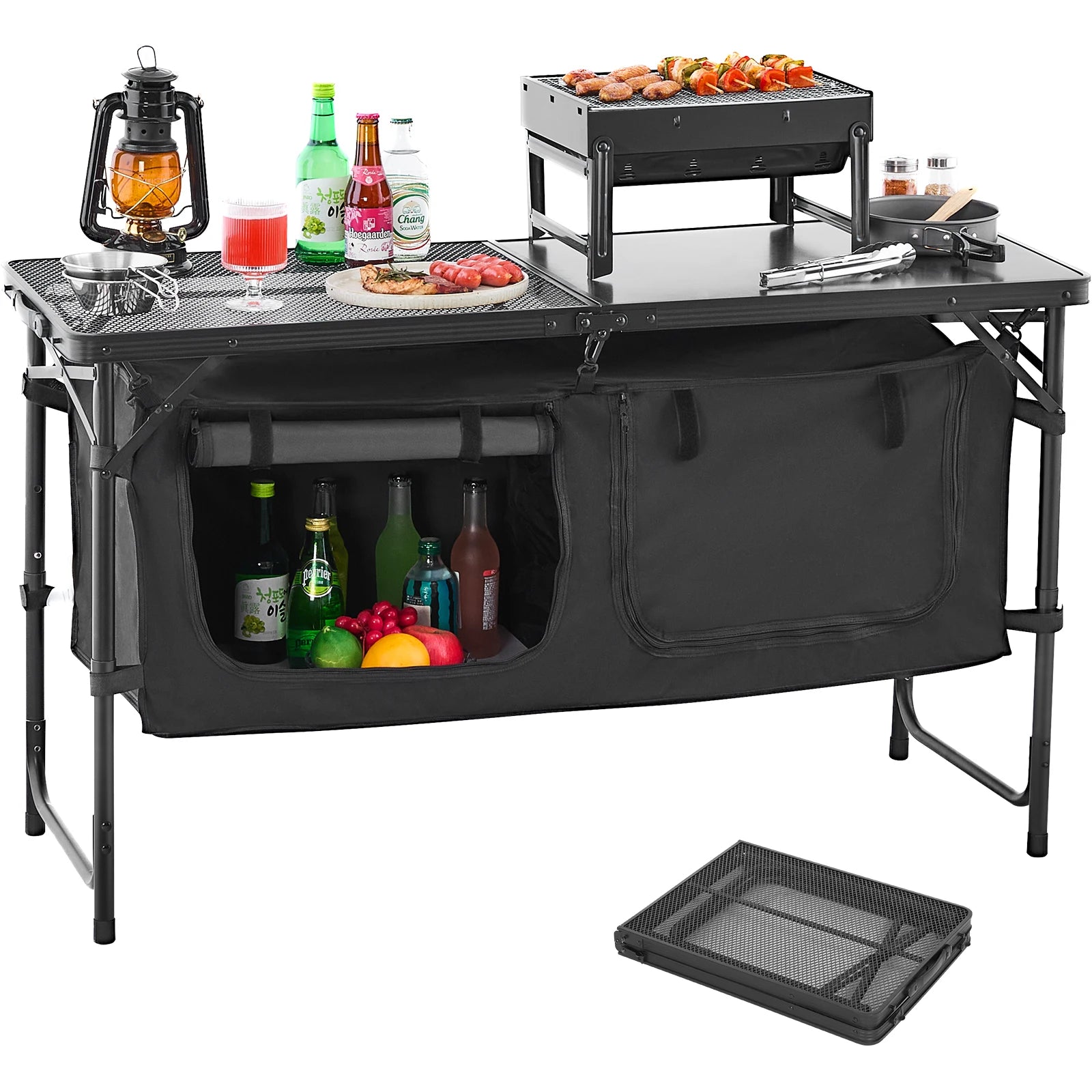 VEVOR Camping Kitchen Table Outdoor Cooking Table Aluminum Lightweight Portable Cook Station for BBQ Party Picnic RV Travel