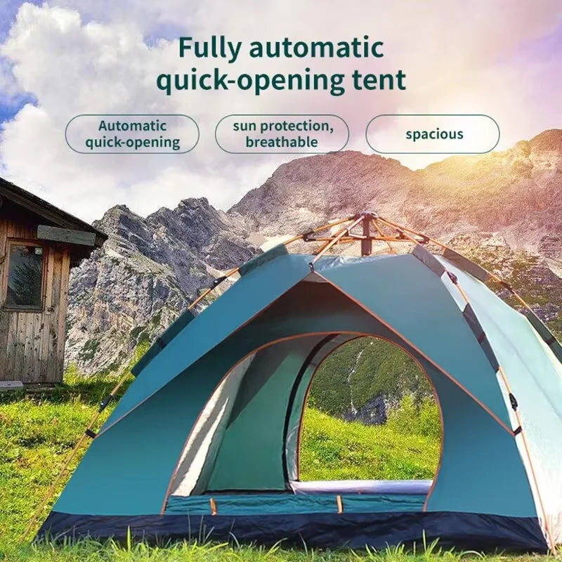 Outdoor Folding Tent Fully Automatic Quick Opening Tent 3-4 Person Self Driving Camping Tent Rain Proof Sun Proof Portable from China