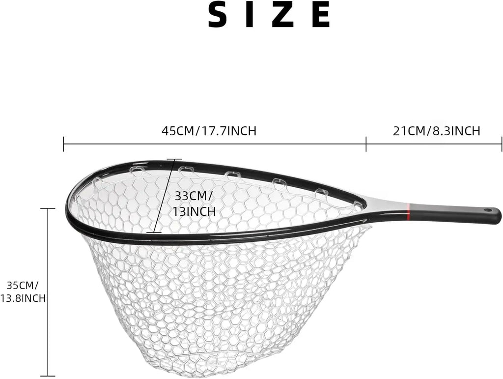 Durable Lightweight Carbon Fiber Fly Fishing Net with Soft Rubber Mesh