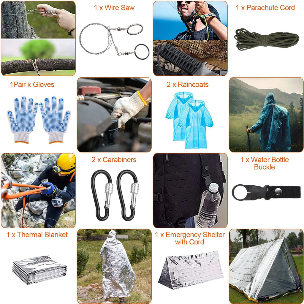 125 In 1 Emergency Kit Trauma Bag Outdoor Multifunction Camping Gear Survival Kit First Aid Kit SOS Wilderness Emergency Axe Kit