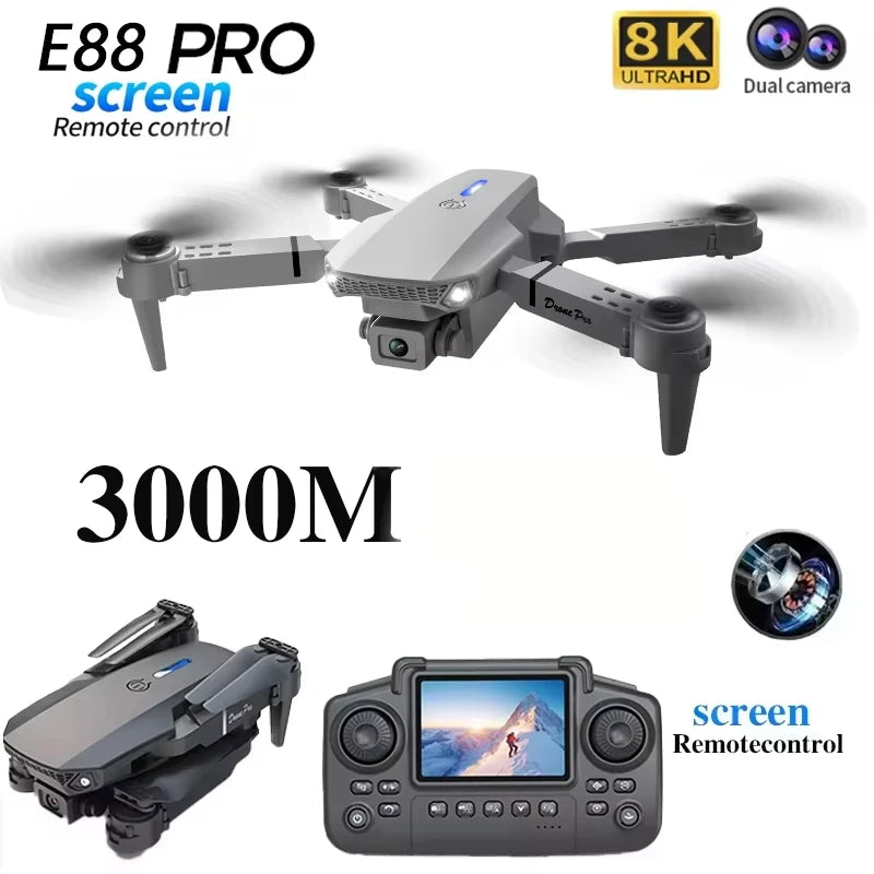 E88PRO Drone 8K 5G HD Dual Camera Aerial Photography Remote control screen display Control Aircraft Quadcopter from China