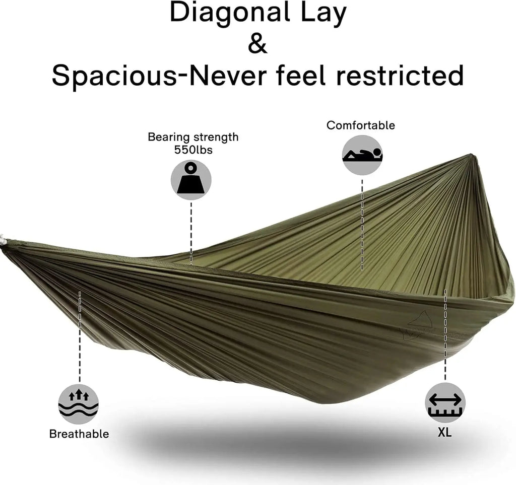 12Ft Ridgeline Double Camping Hammock with Mosquito Net