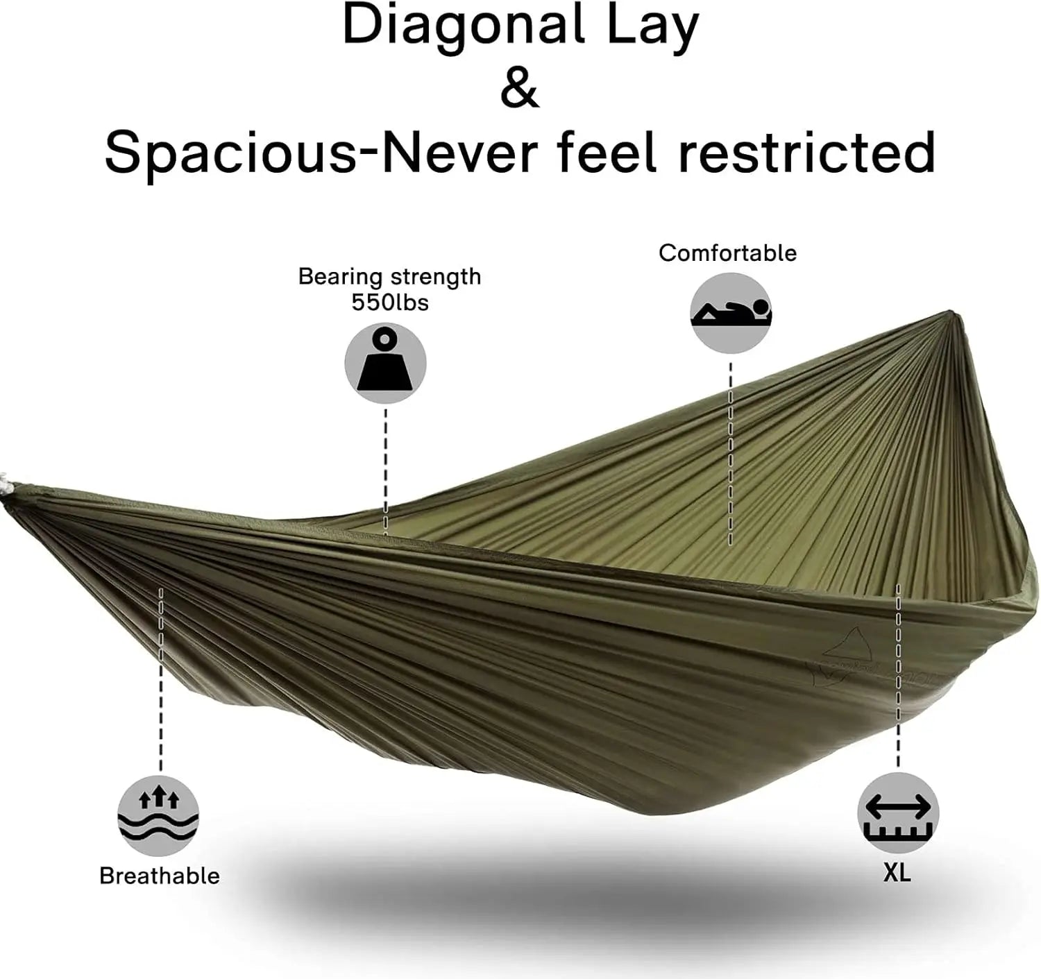 12Ft Ridgeline Double Camping Hammock with Mosquito Net