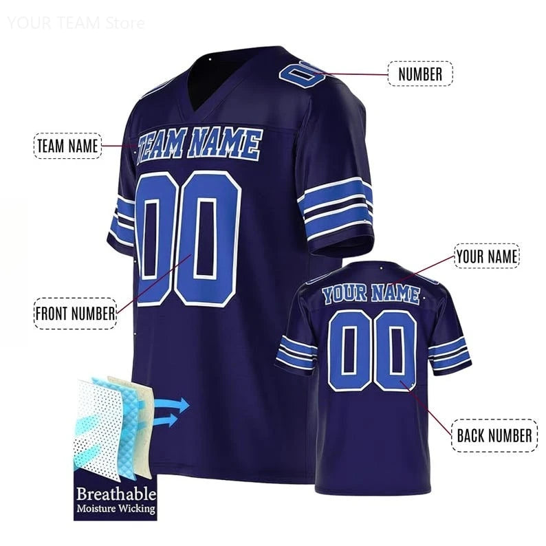 Personalized Soccer Jersey with Short Sleeves, V-Neck, Team Name, Your Name and Number