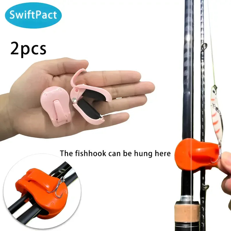 2Pcs Quick Install Fishing Rod Clip One Hand Holder for 2-Part Rods