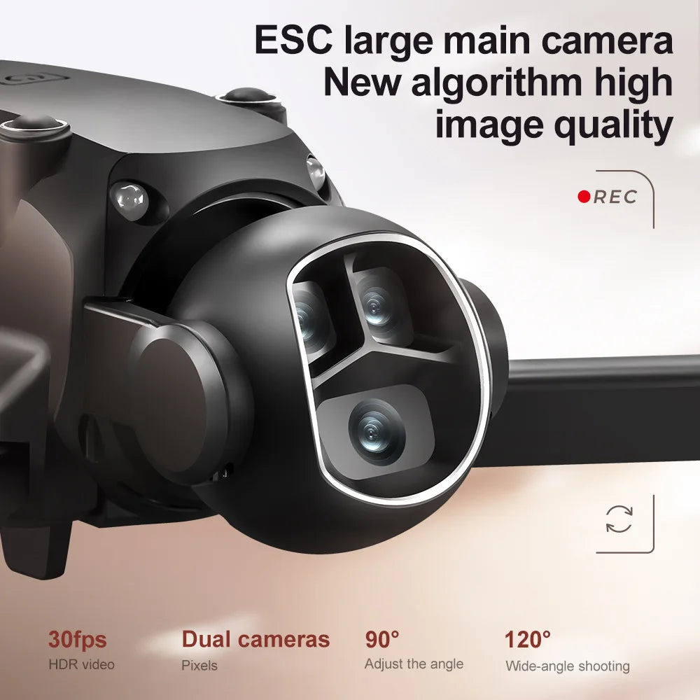 Professional Drone with 3 Batteries, 8K Dual Camera, Optical Flow Brushless 360°, Obstacle Avoidance, and WIFI FPV RC
