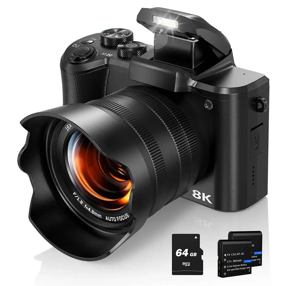 8K Digital Camera with Autofocus, WiFi, Dual-Lens, 16X Digital Zoom and Touch Screen