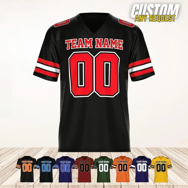 Personalized Soccer Jersey with Short Sleeves, V-Neck, Team Name, Your Name and Number