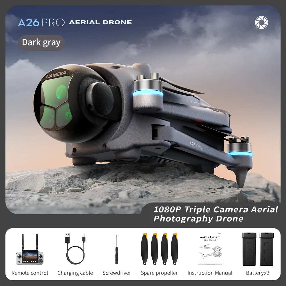 Lenovo A26 Pro Drone 4K HD 8k Triple Camera FPV Brushless Motor Obstacle Avoidance Foldable RC Quadcopter Professional Aerial from China