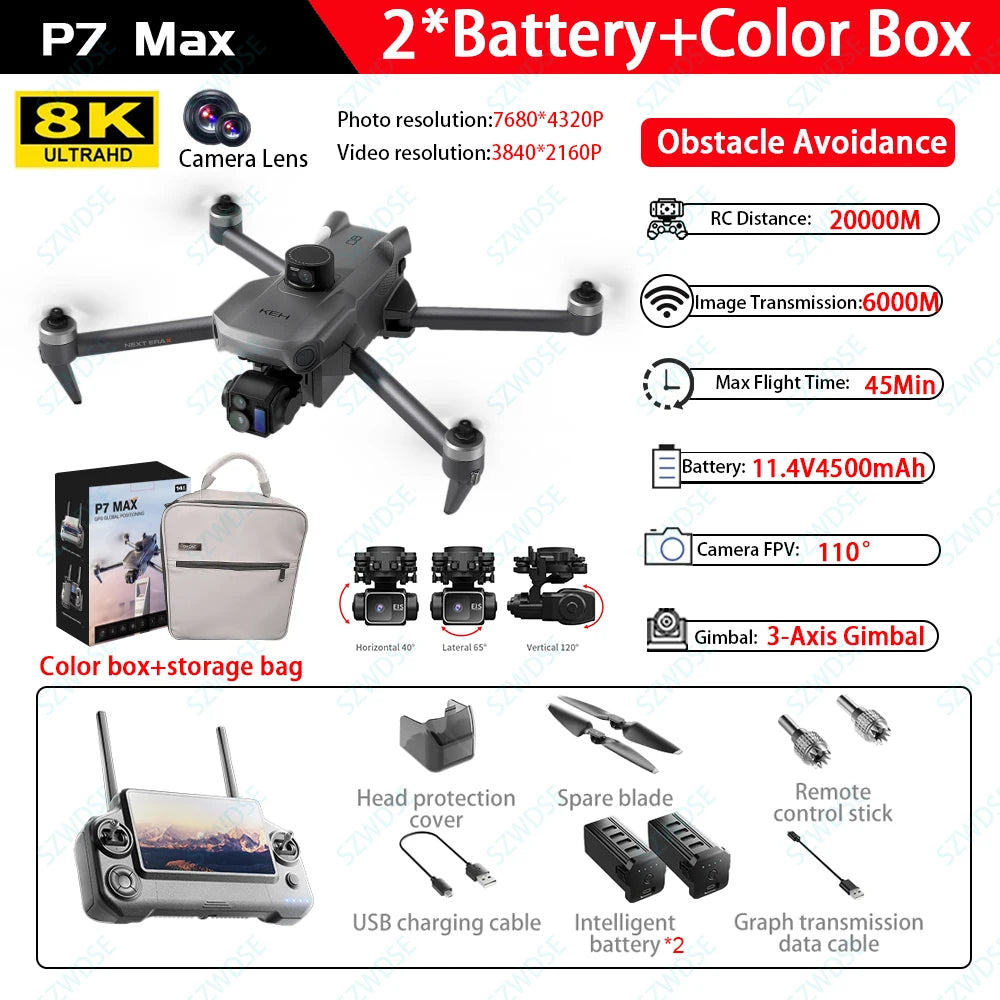 Professional GPS Drone 8K With Screen Remote Control 20km Digital Image, Laser Avoidance