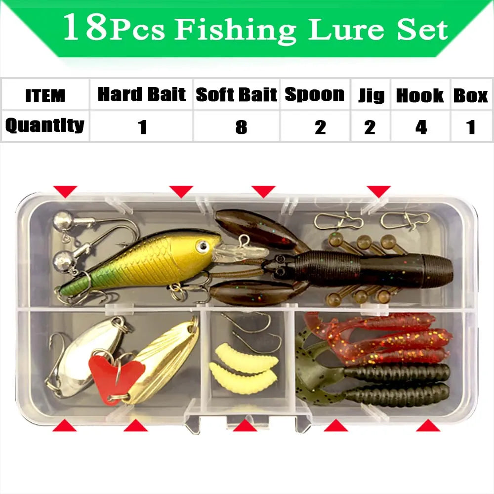 Fishing Lure Kit with Soft and Hard Bait