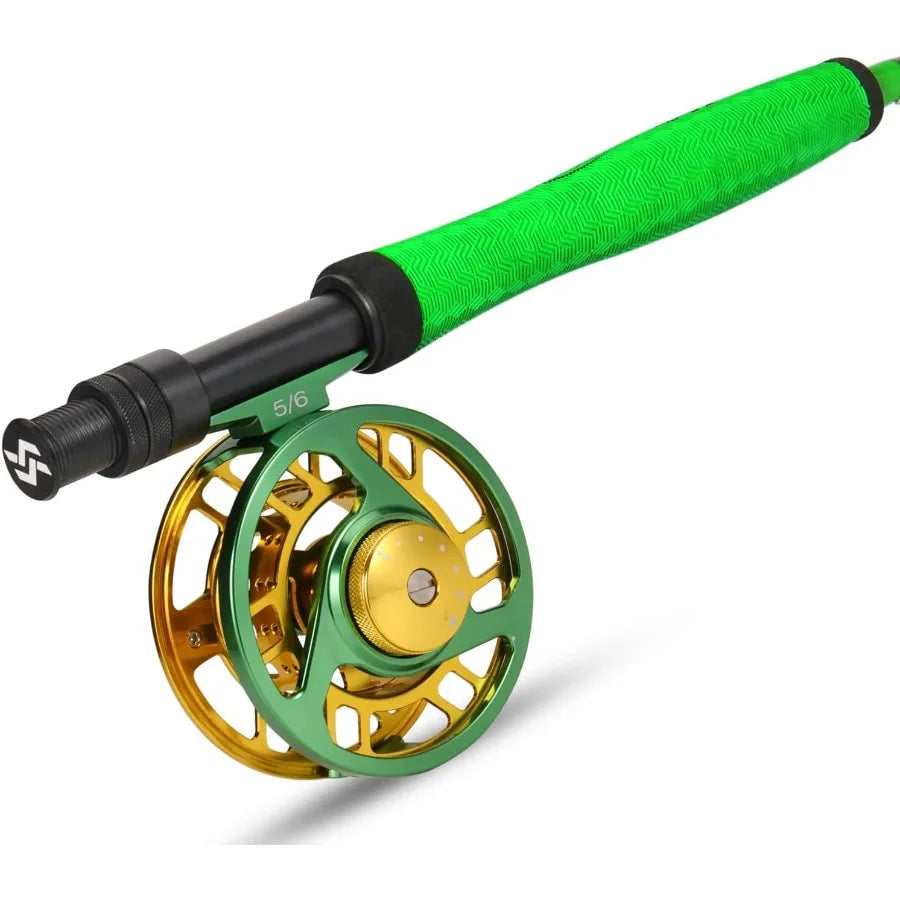 Standard Fly Fishing Combo Starter Kit 5 6 Weight 9' Fly Rod with SuperPolymer Handle for Freshwater and Saltwater