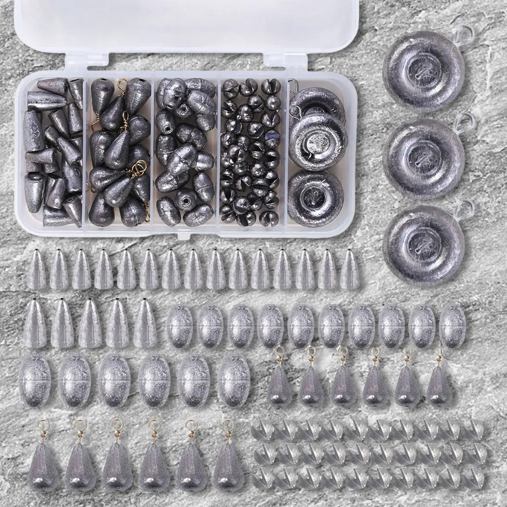 81PCS Removable Fishing Sinkers Weights Kit