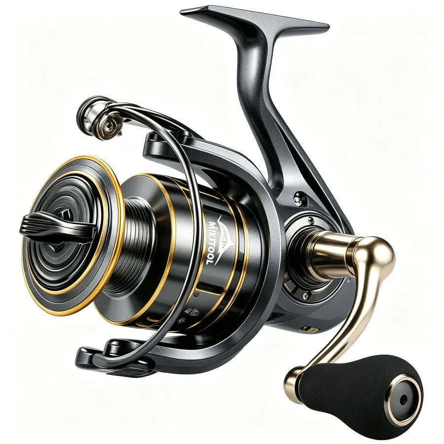 Spinning Reel, 9+1 BB Incredibly Smooth Fishing Reels, Carbon Fiber Ultralight Spinning Reels Stainless Steel Main Shaft Saltwater And Freshwater Fishing Reels